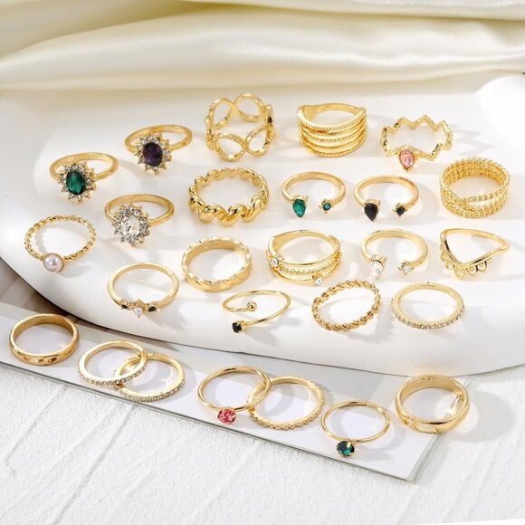 19-36 Pcs Gold Boho Knuckle Rings Set for Women, Vintage Stackable Dainty Joint - Picture 3 of 7